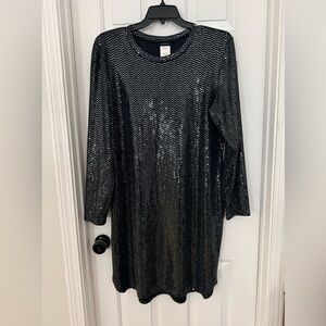 B Darlin Black and Silver Long Sleeve Dress